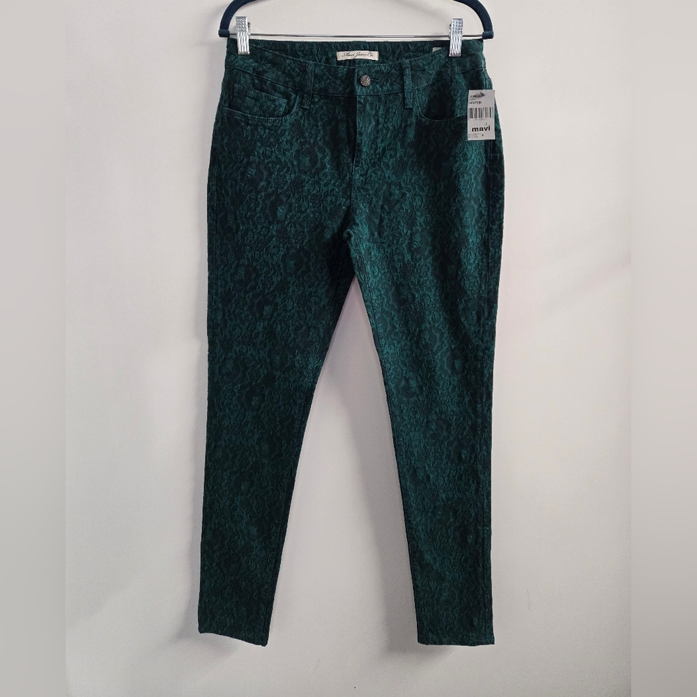 Mavi Alexa Mid Rise Skinny Jeans Sz 29 / 8 Emerald Green Floral Print